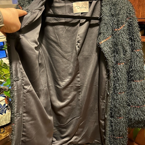 Darling navy blue fuzzy dress coat - Picture 7 of 9